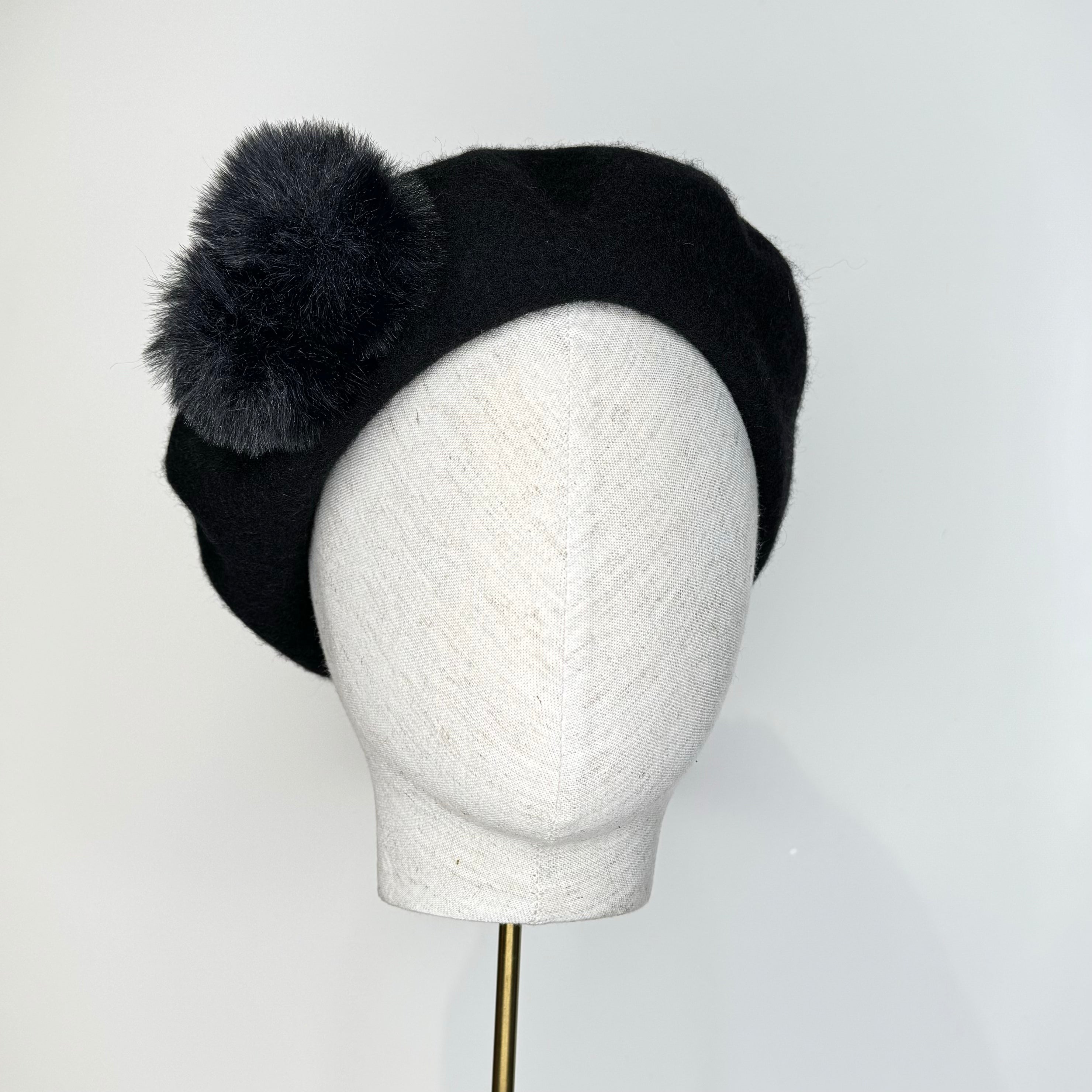 Black beret with Pom Poms